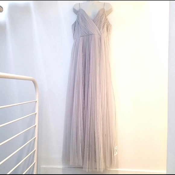 NWT ASOS DESIGN Cami Pleated Tulle Maxi Dress in Grey 12 - Picture 5 of 12